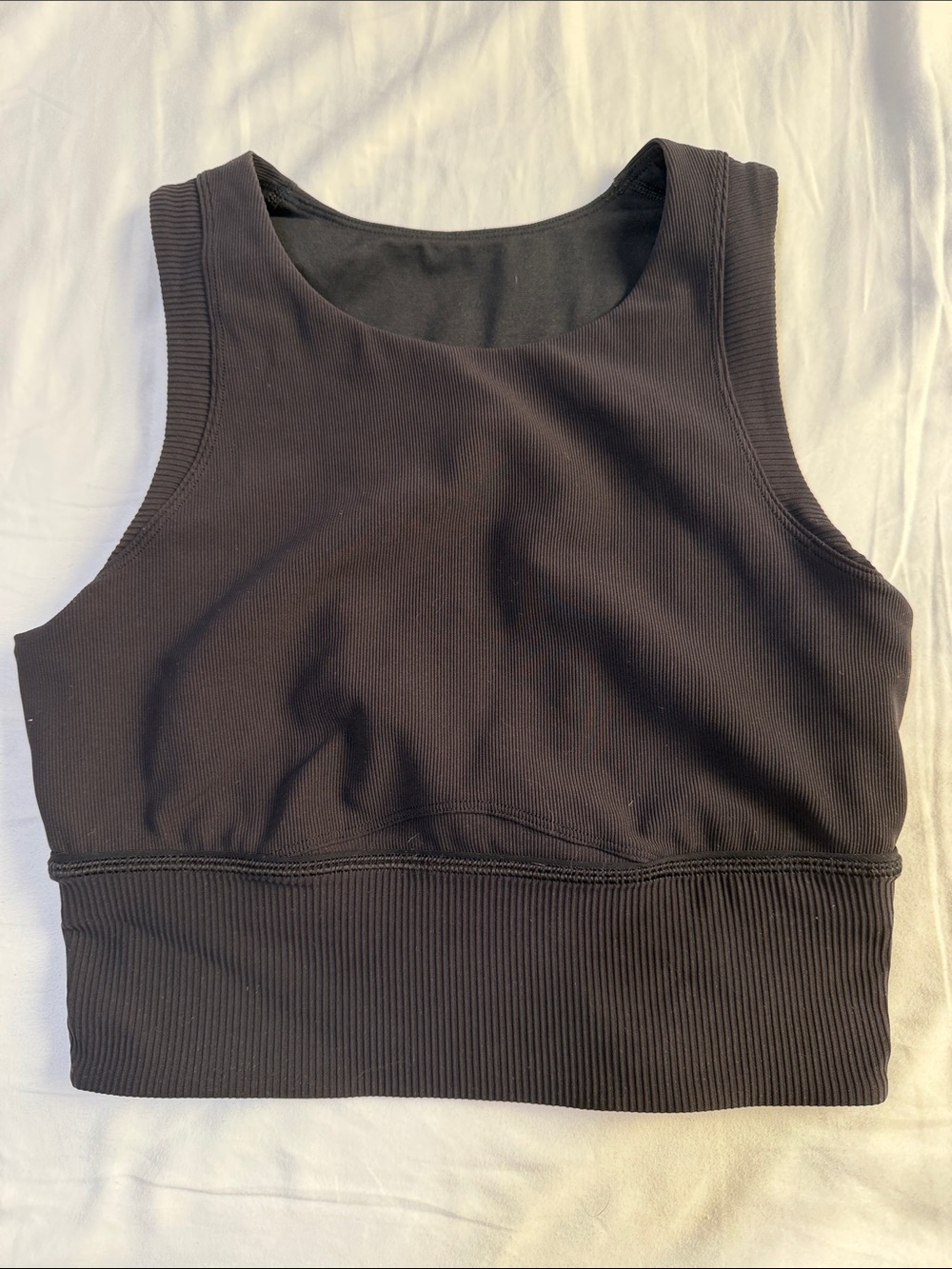 lululemon athletica Black Ribbed Crop Tank with Wide Support Band